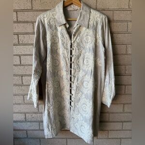 Soft Surrounding Kamal Oatmeal Cream Lace Women’s Tunic | Linen Natural Medium